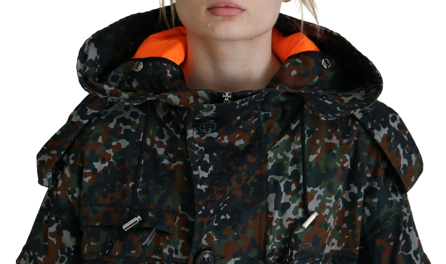 Dsquared² Green Hooded Goth Camouflage Print Parka Coat Jacket IT38 | XS