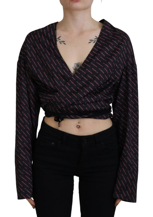 Dsquared² Black Polyester Cropped Logo Printed Blouse Top IT38 | XS