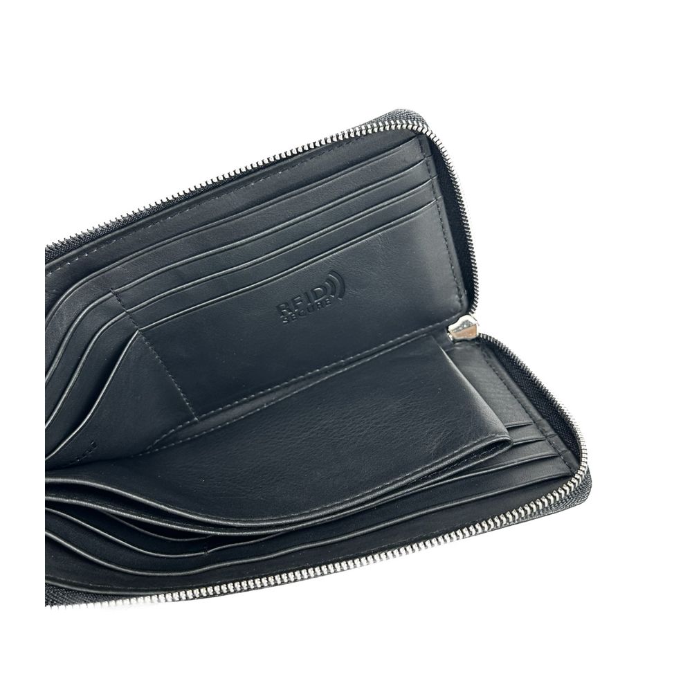 Baldinini Trend Elegant Black Leather Travel Organizer