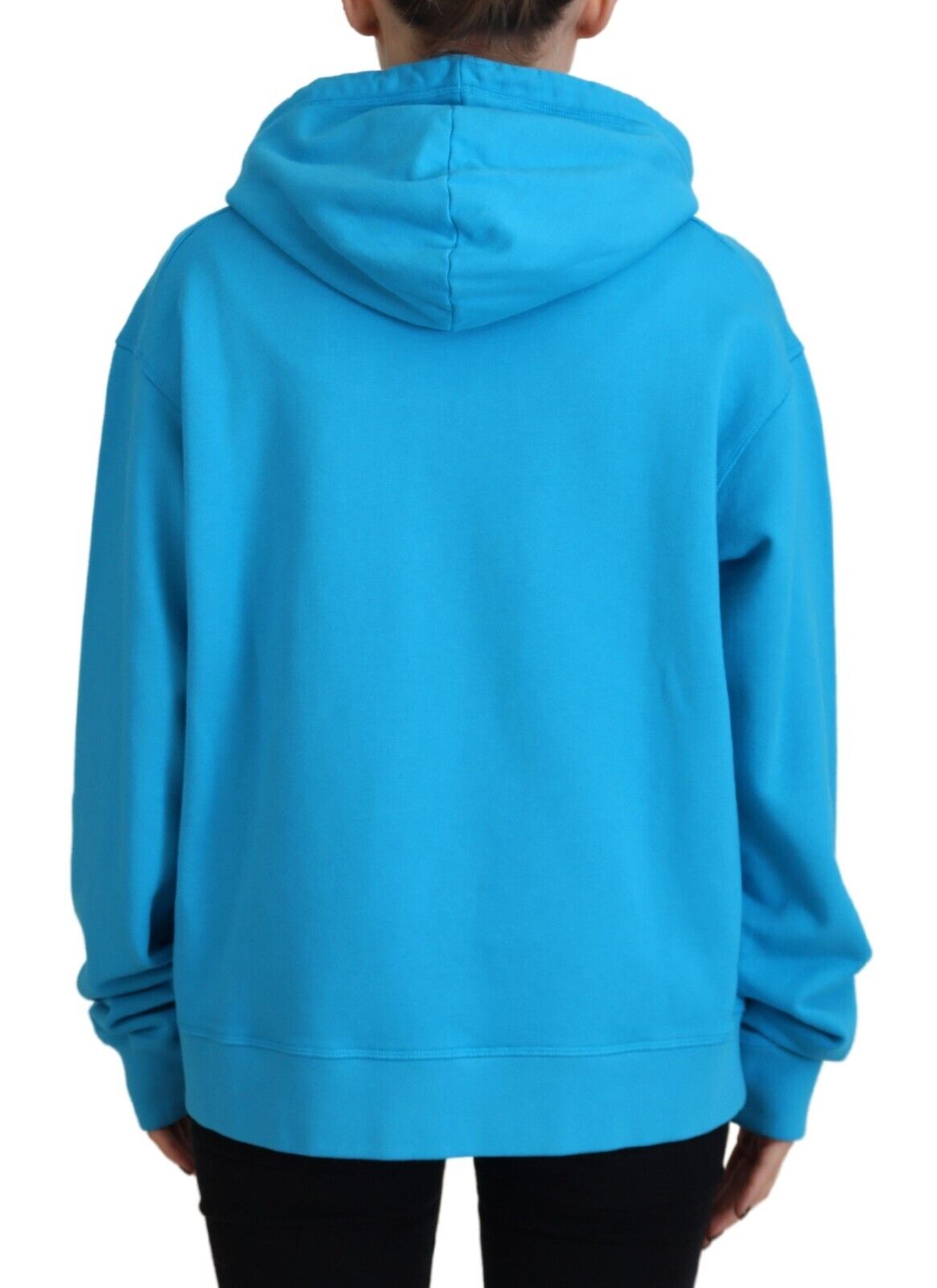 Dsquared² Blue Logo Print Cotton Hoodie Sweatshirt Sweater IT38 | XS