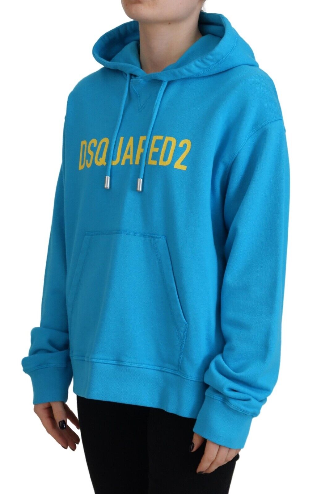 Dsquared² Blue Logo Print Cotton Hoodie Sweatshirt Sweater IT38 | XS