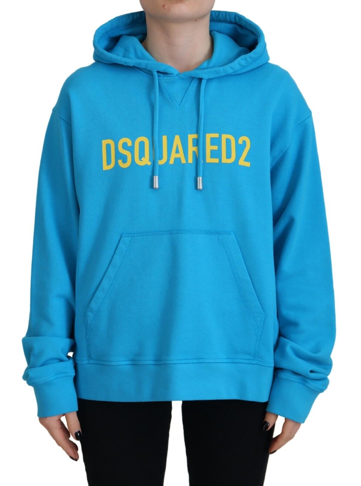 Dsquared² Blue Logo Print Cotton Hoodie Sweatshirt Sweater IT38 | XS