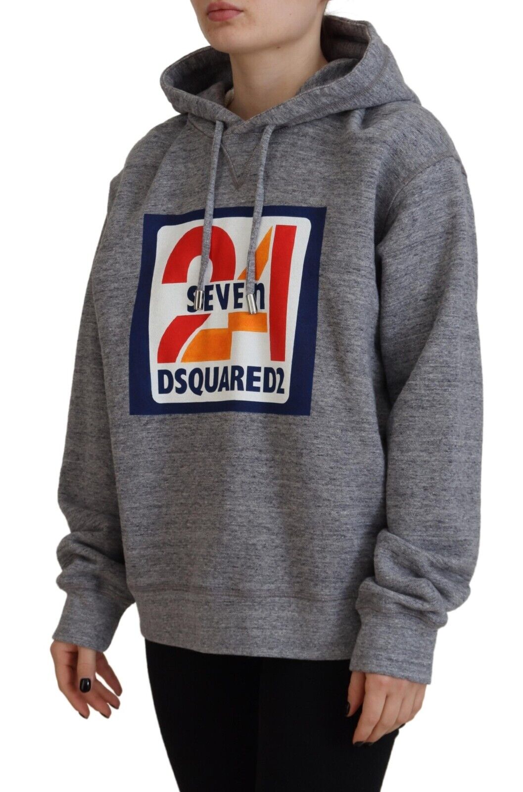 Dsquared² Gray Logo Print Cotton Hoodie Sweatshirt Sweater IT38 | XS