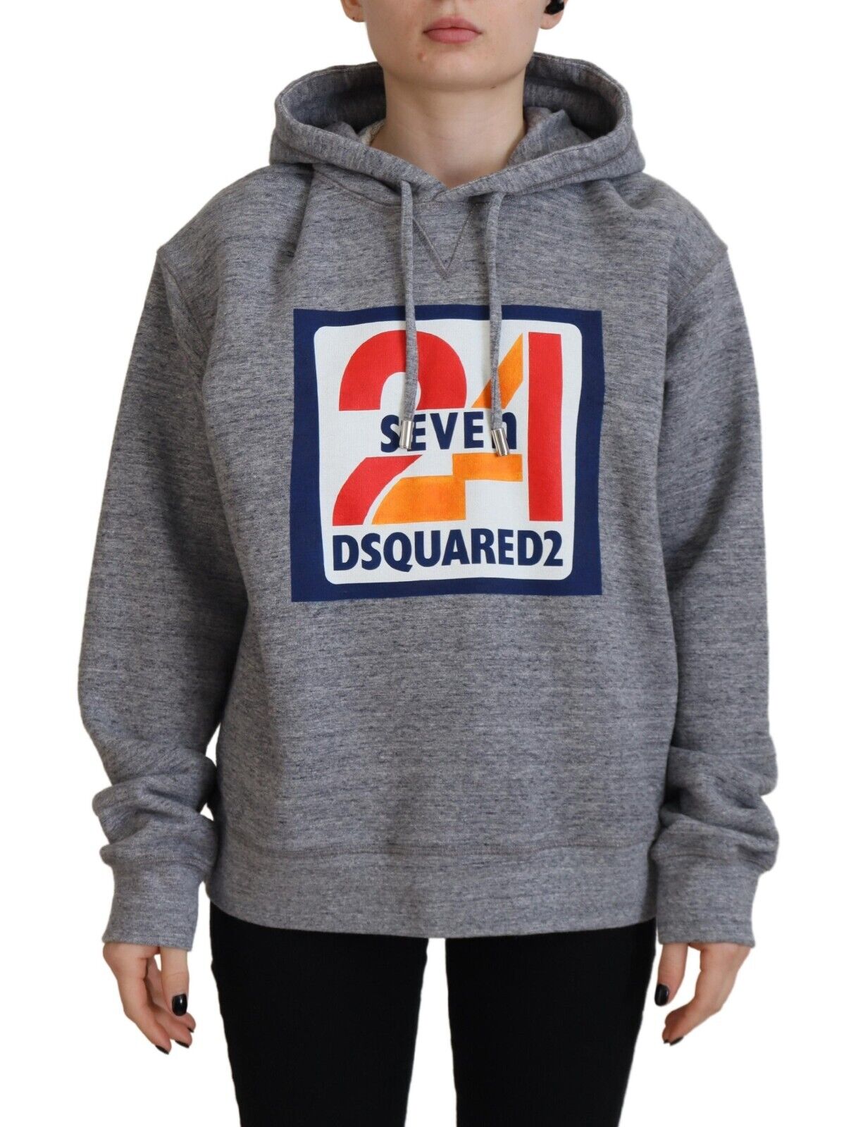 Dsquared² Gray Logo Print Cotton Hoodie Sweatshirt Sweater IT38 | XS