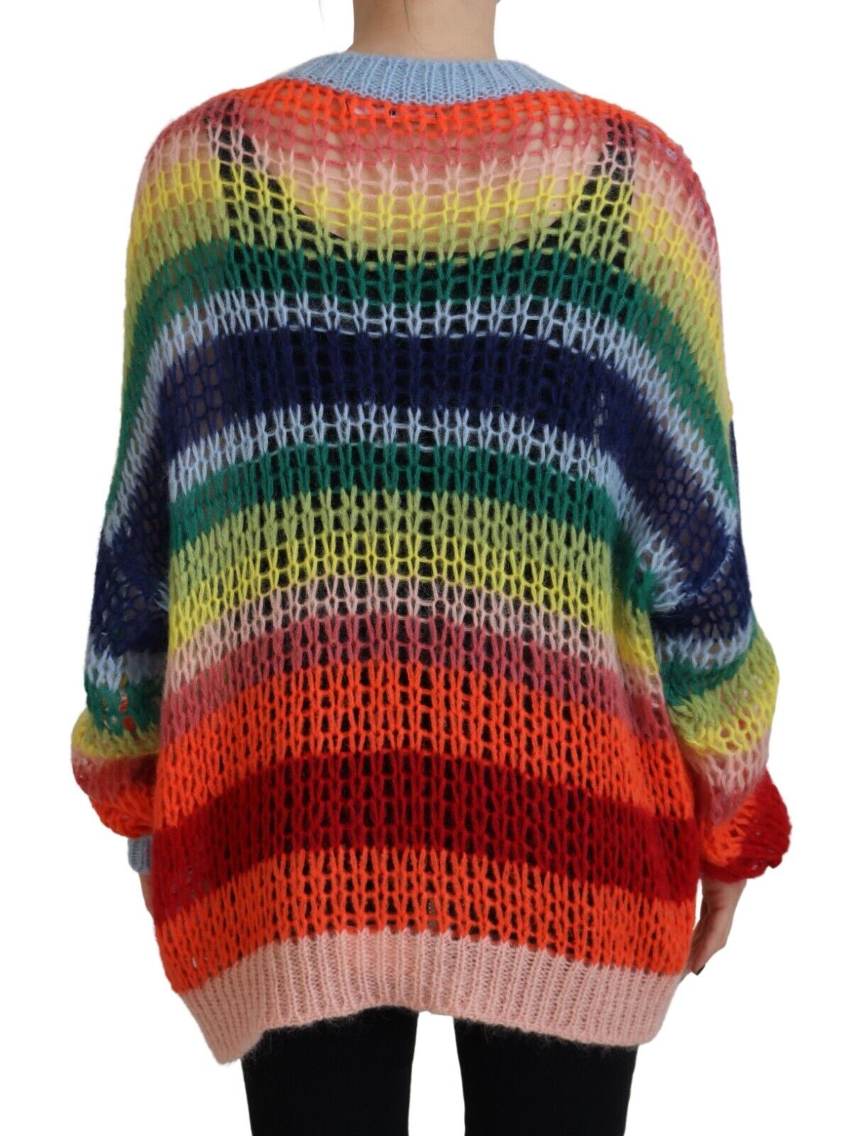 Dsquared² Multicolor Knitted Mohair Crewneck Pullover Sweater IT38 | XS