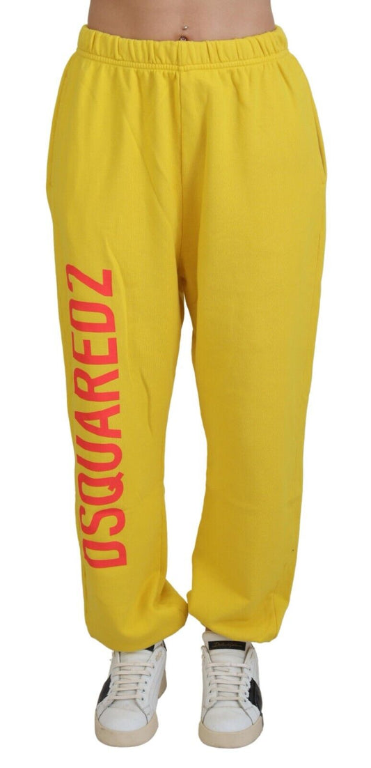 Dsquared² Yellow Mid Waist Logo Print Jogger Trouser Pants IT38 | XS