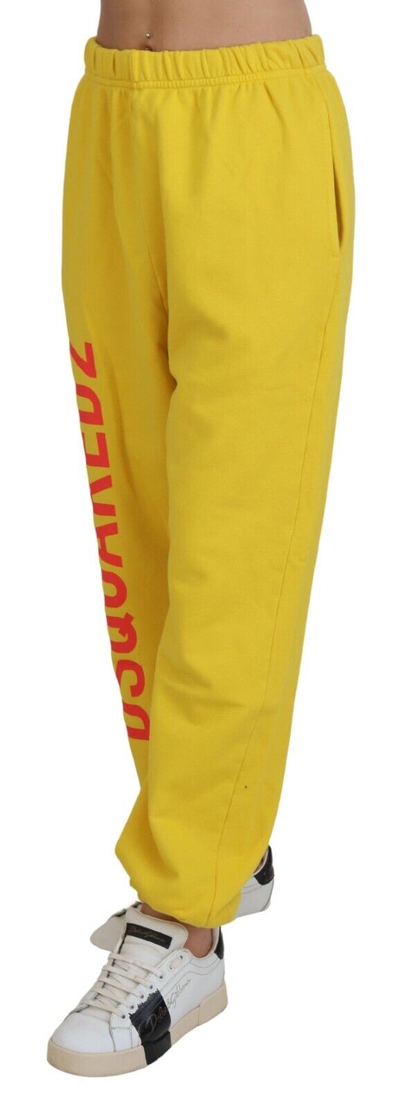 Dsquared² Yellow Mid Waist Logo Print Jogger Trouser Pants IT38 | XS