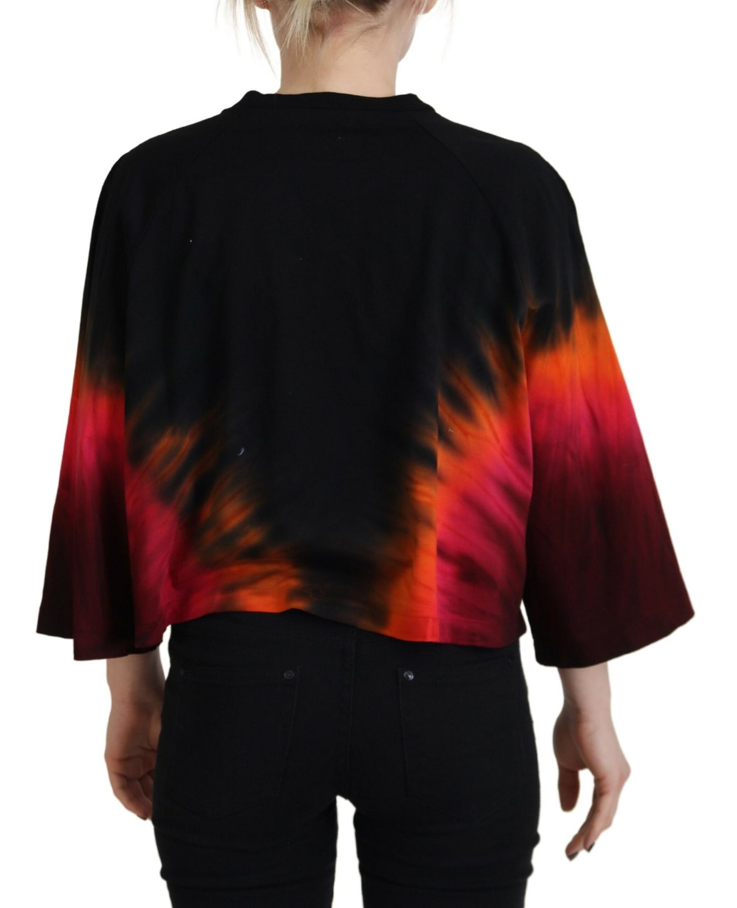 Dsquared² Black Cotton Tie Dye Crew Neck Casual Top IT38 | XS