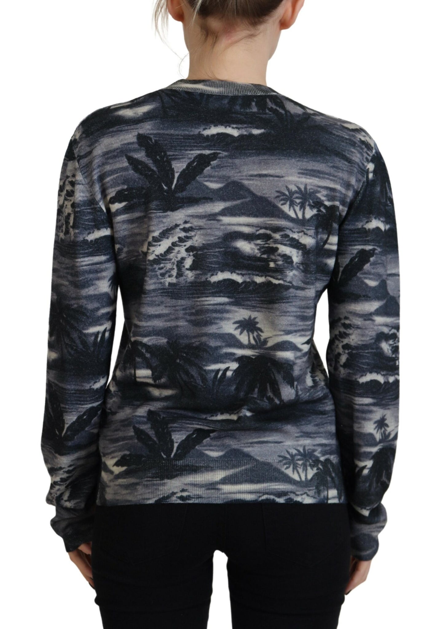 Dsquared² Black Long Sleeve Thunder Sky Print Casual Sweater IT38 | XS