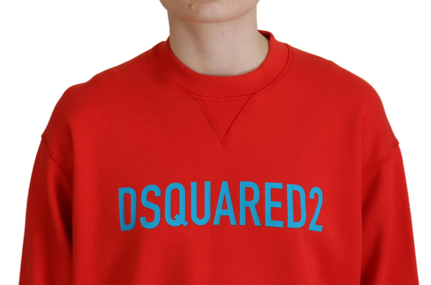 Dsquared² Red Cotton Printed Crew Neck Long Sleeve Sweater IT38 | XS