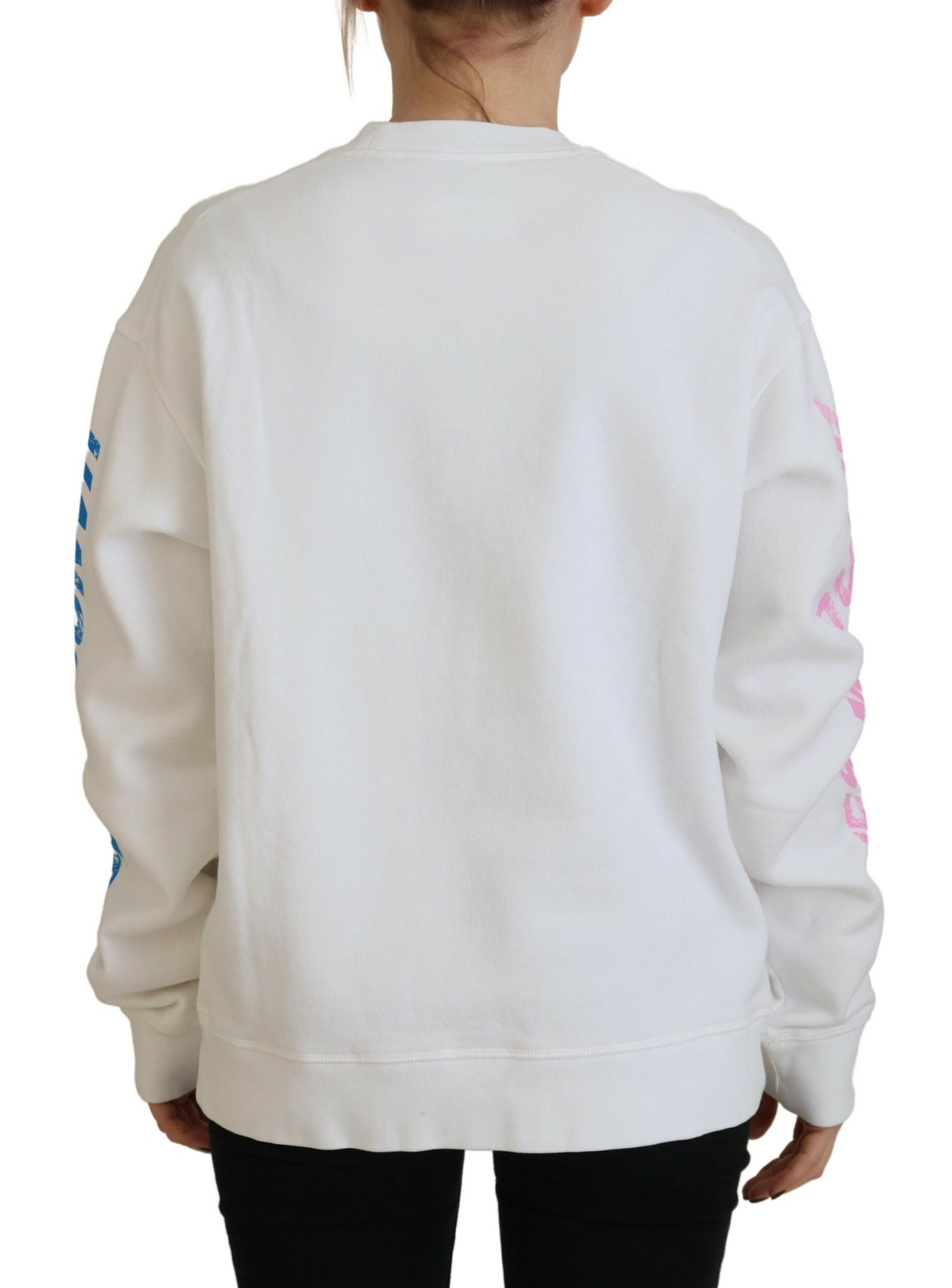 Dsquared² White Cotton Printed Women Long Sleeve Sweater IT38 | XS