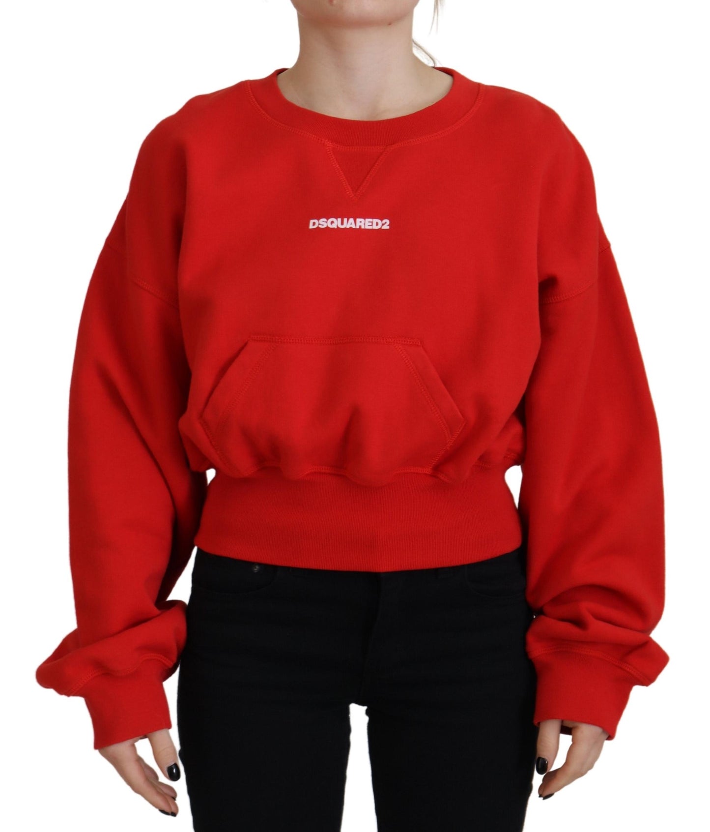 Dsquared² Red Logo Print Women Crew Neck Long Sleeve Sweater IT38 | XS