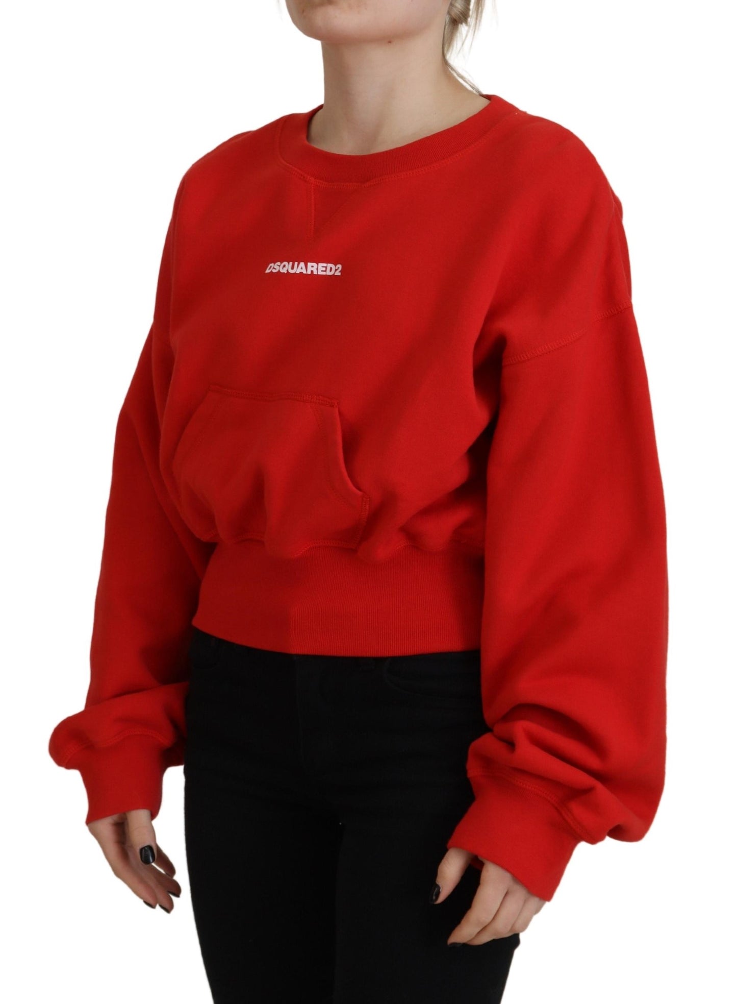 Dsquared² Red Logo Print Women Crew Neck Long Sleeve Sweater IT38 | XS