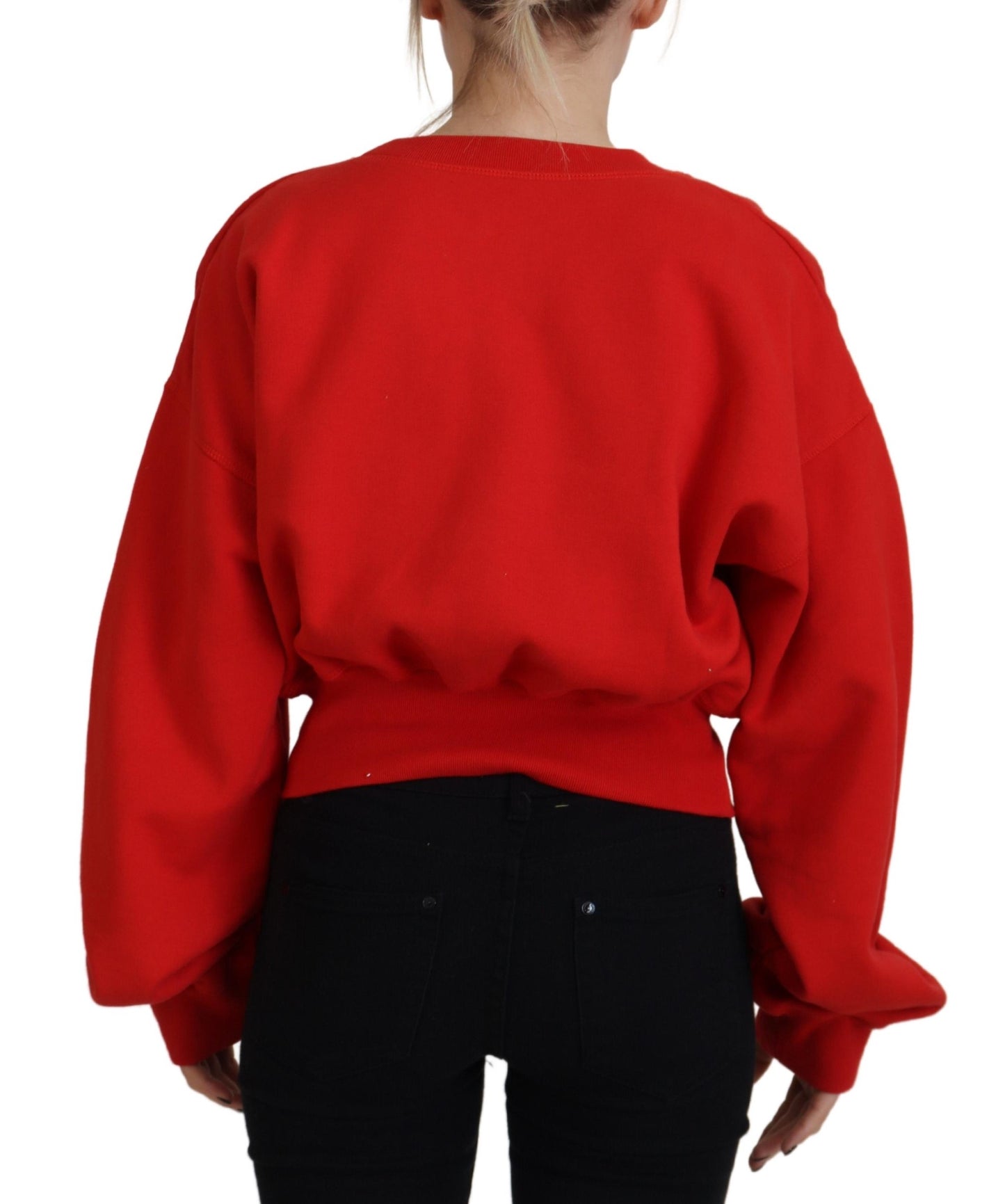 Dsquared² Red Logo Print Women Crew Neck Long Sleeve Sweater IT38 | XS