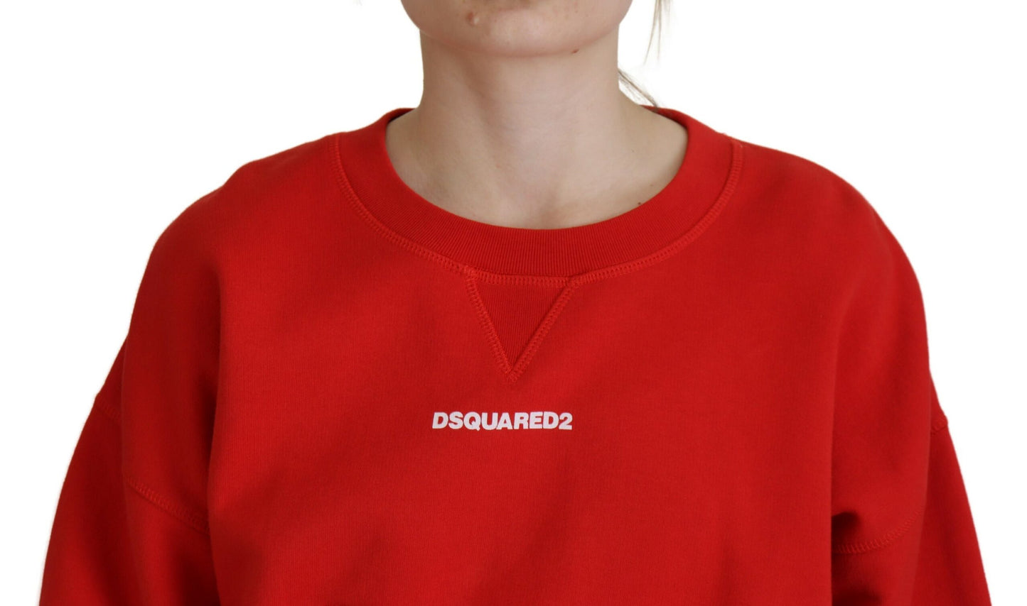 Dsquared² Red Logo Print Women Crew Neck Long Sleeve Sweater IT38 | XS