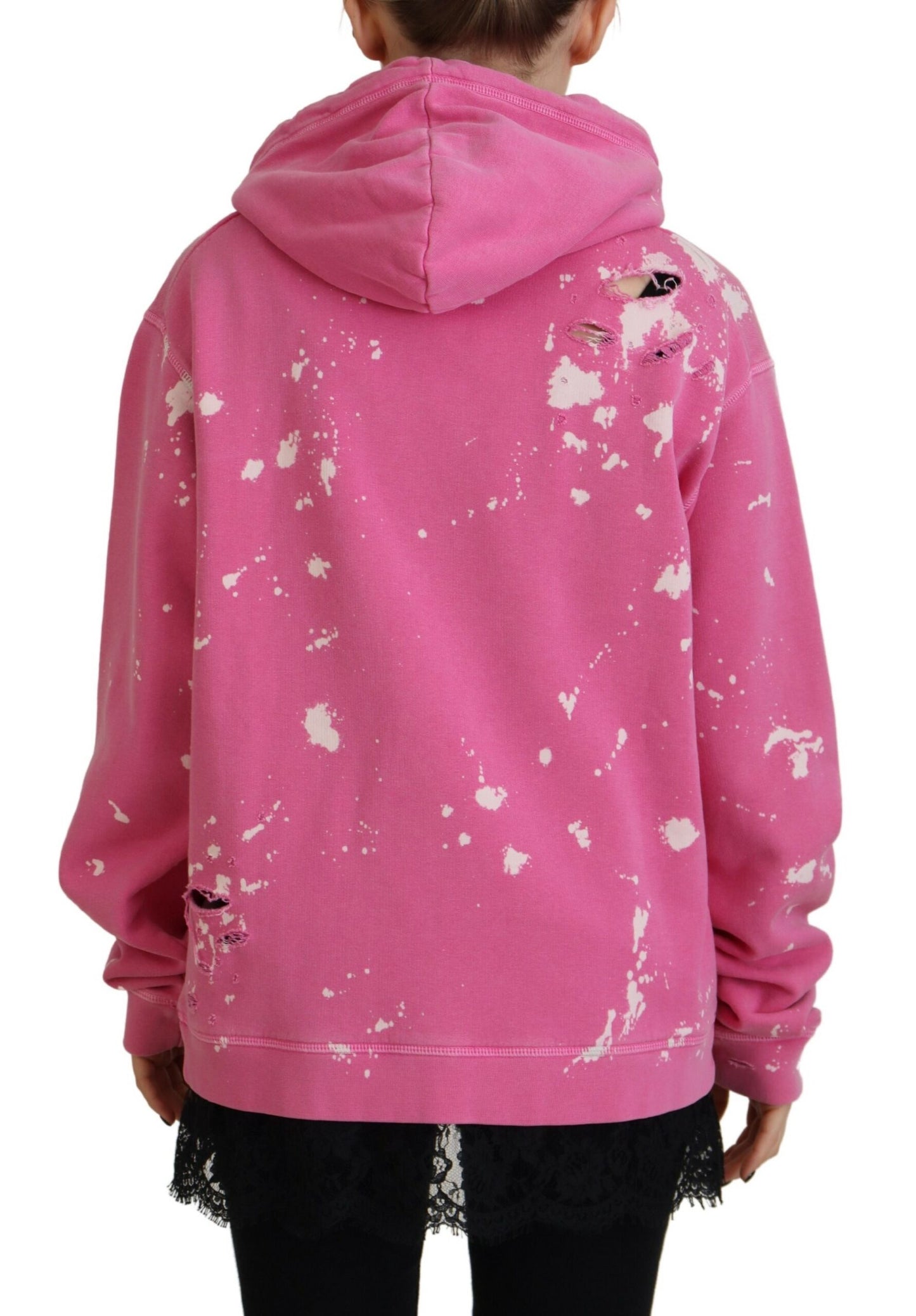 Dsquared² Pink Logo Print Cotton Hoodie Sweatshirt Sweater IT38 | XS