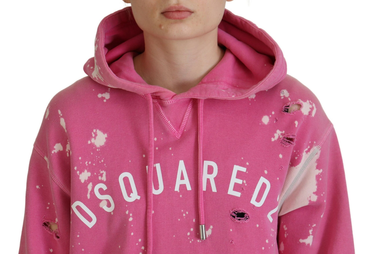 Dsquared² Pink Logo Print Cotton Hoodie Sweatshirt Sweater IT38 | XS