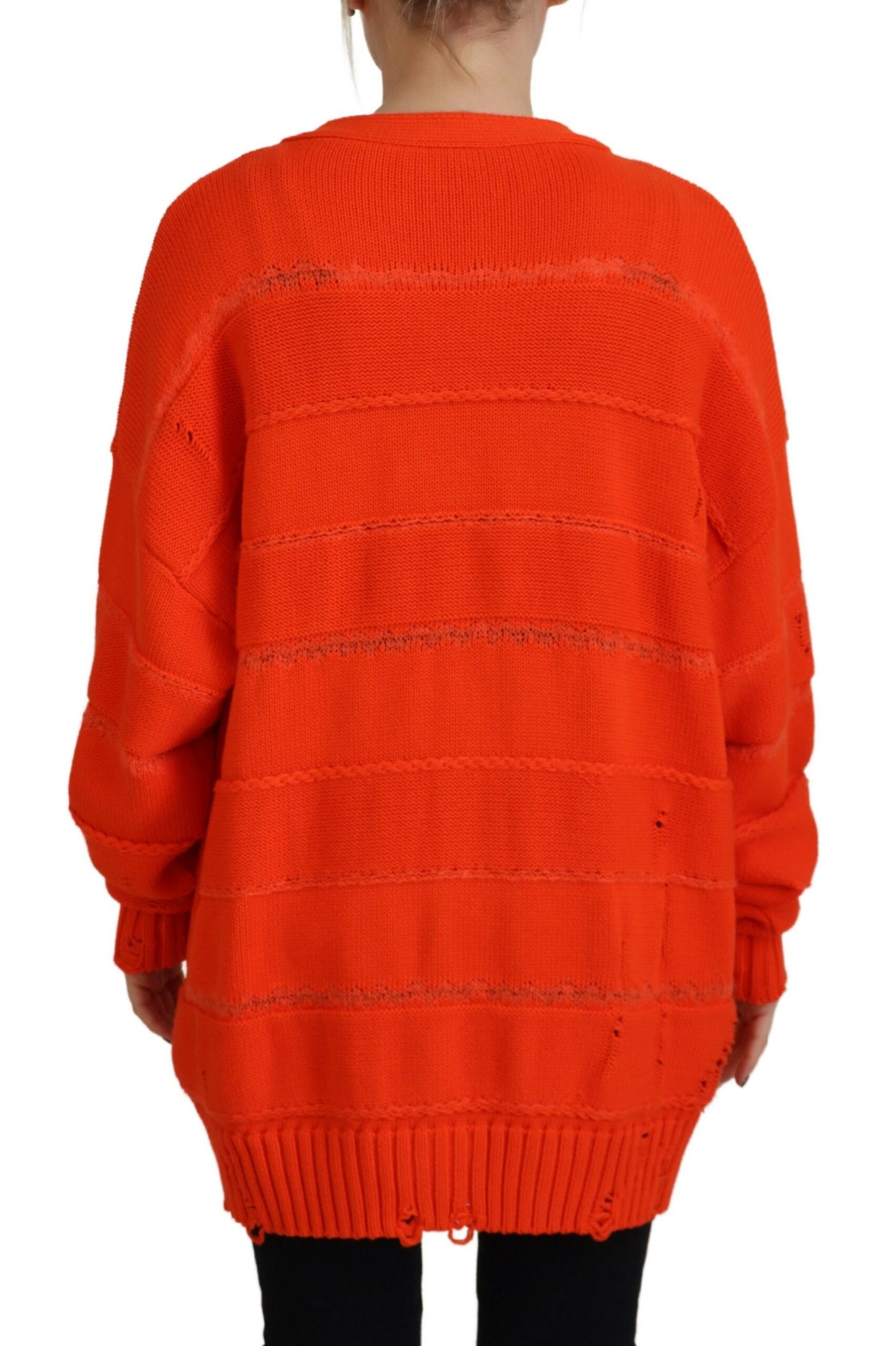 Dsquared² Orange Cotton Knitted Buttoned Cardigan Sweater IT38 | XS