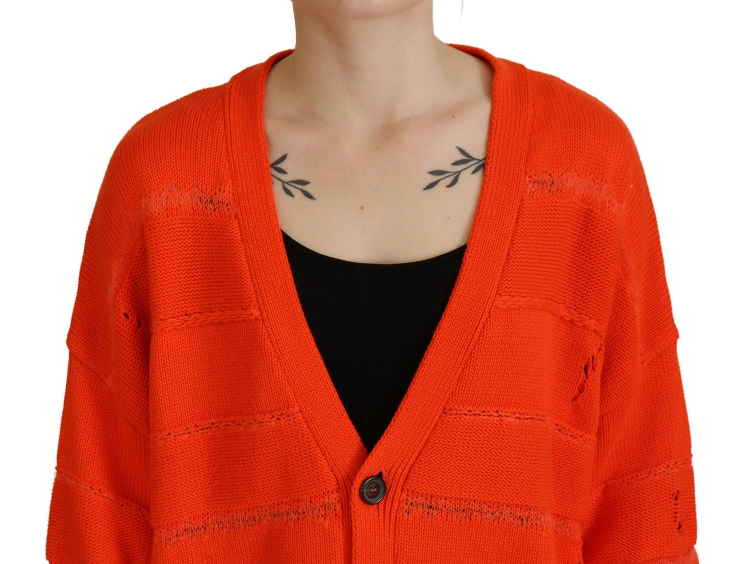 Dsquared² Orange Cotton Knitted Buttoned Cardigan Sweater IT38 | XS