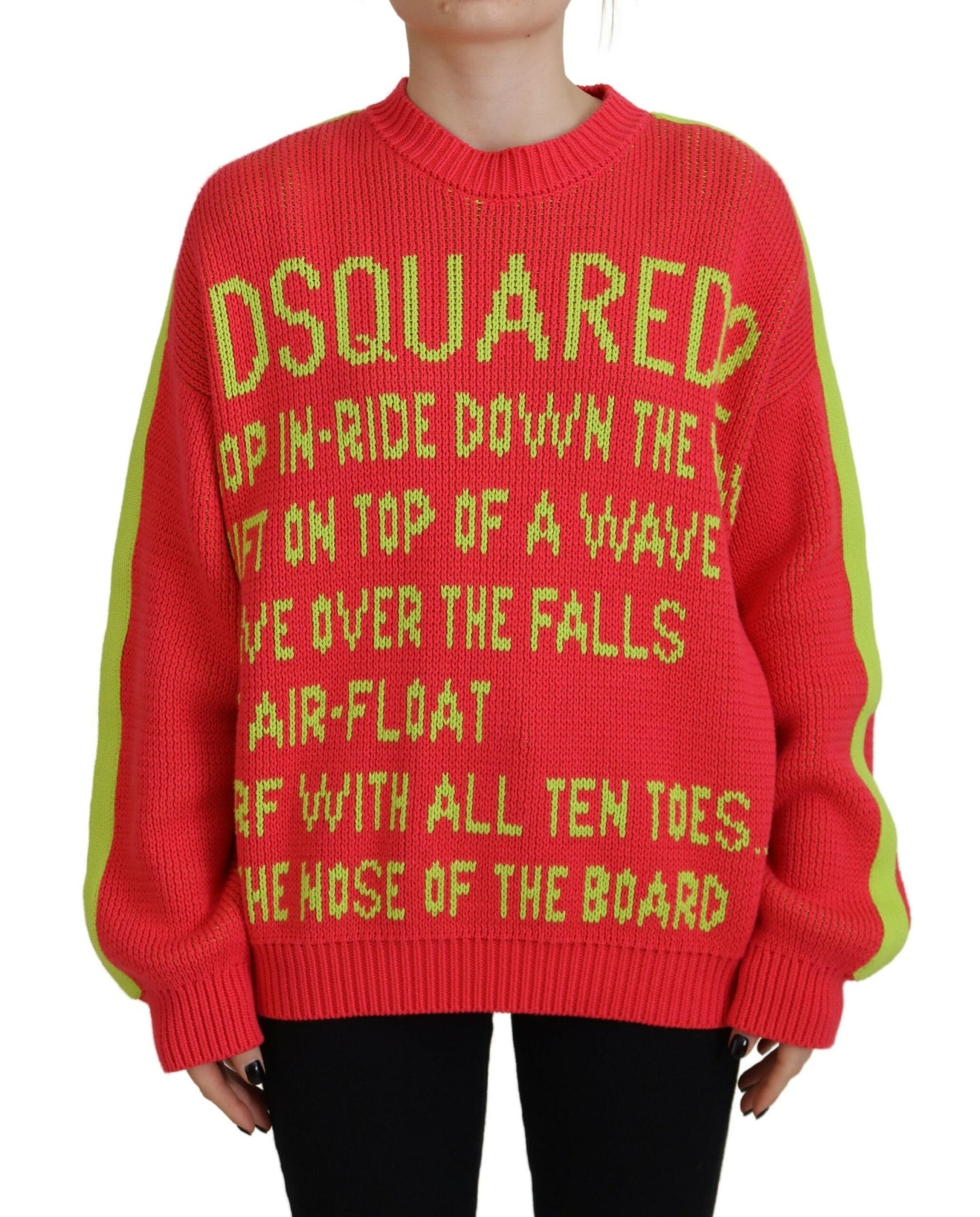 Dsquared² Multicolor Cotton Knitted Crewneck Pullover Sweater IT38 | XS