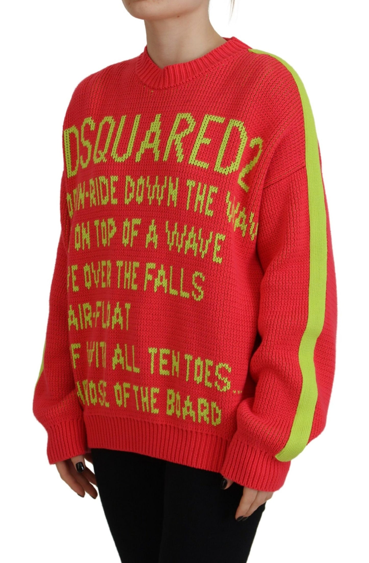 Dsquared² Multicolor Cotton Knitted Crewneck Pullover Sweater IT38 | XS