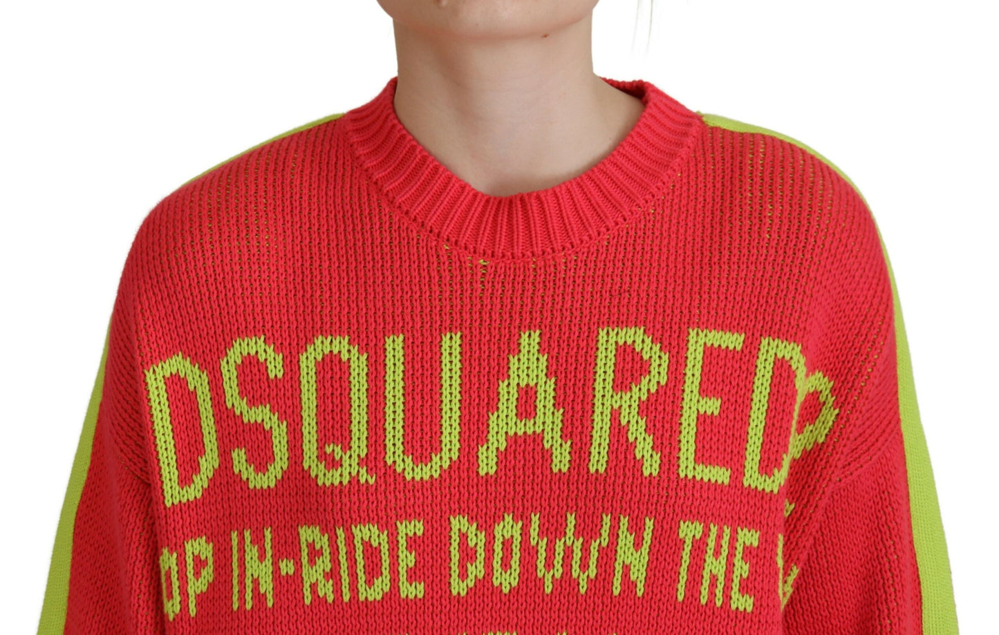 Dsquared² Multicolor Cotton Knitted Crewneck Pullover Sweater IT38 | XS