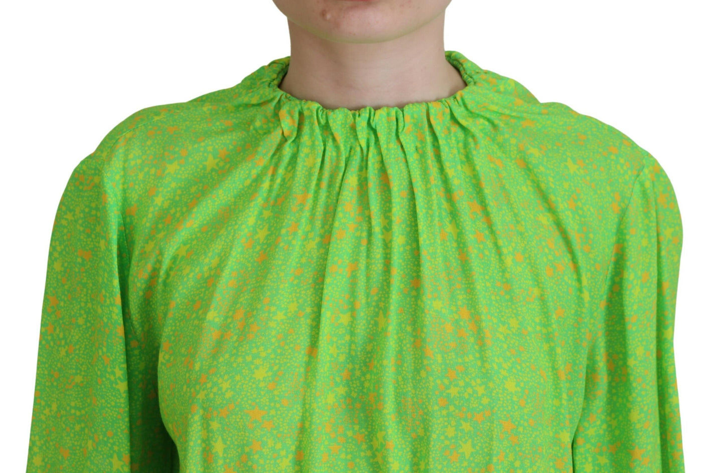 Dsquared² Green Stars Print Viscose Long Sleeves Blouse Top IT38 | XS