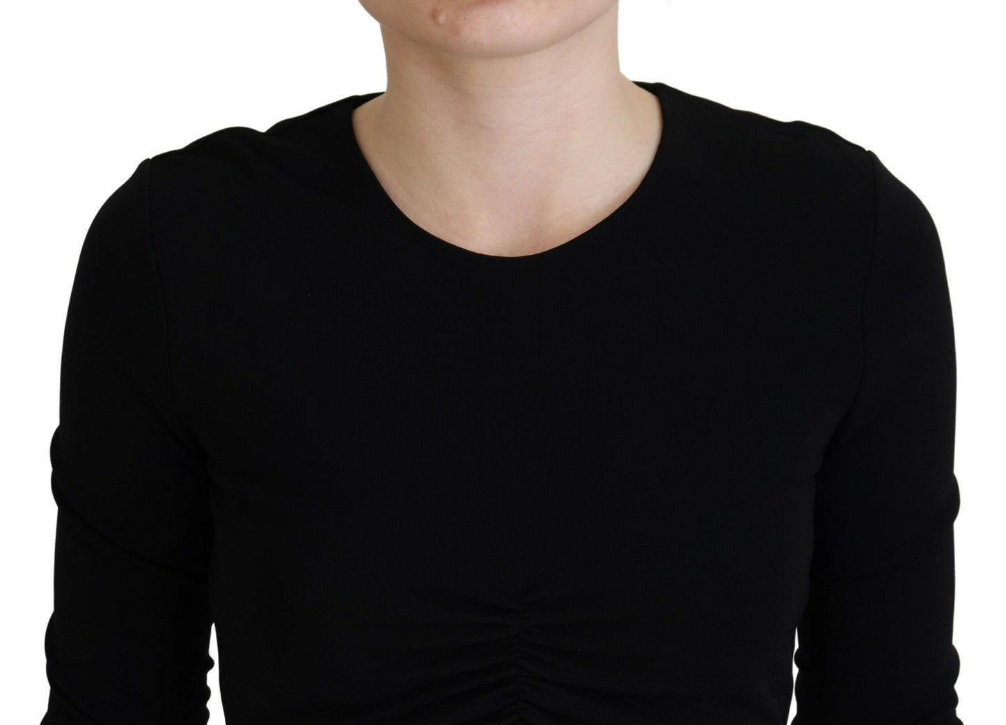 Dsquared² Black Viscose Cropped Round Neck Long Sleeves Top IT38 | XS