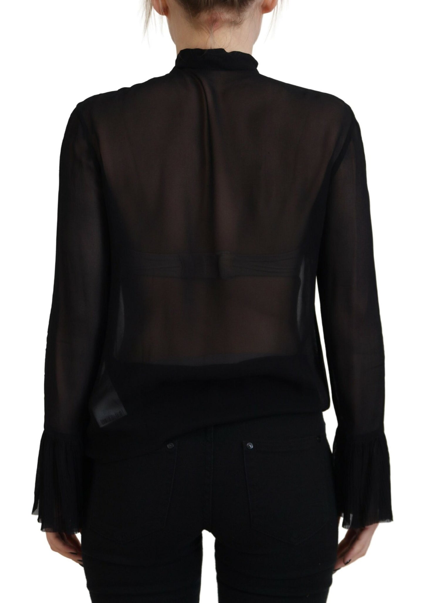 Dsquared² Black Viscose Long Sleeves See Through Blouse Top IT38 | XS