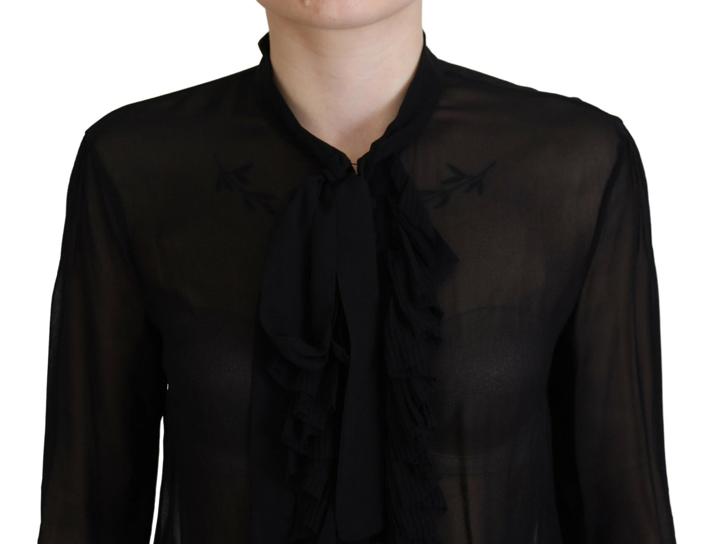 Dsquared² Black Viscose Long Sleeves See Through Blouse Top IT38 | XS