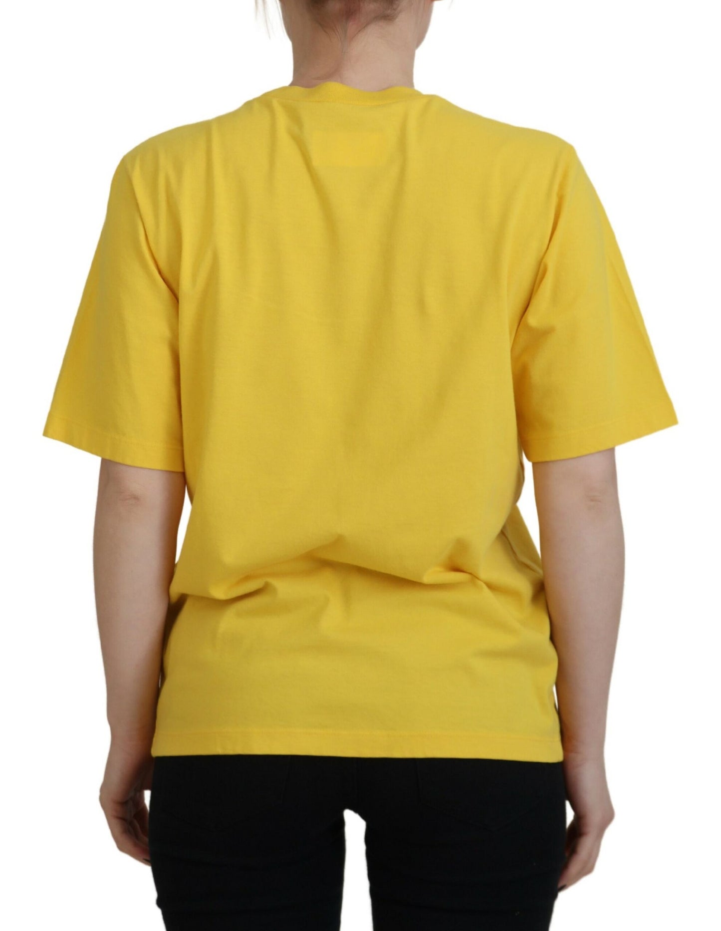 Dsquared² Yellow Logo Print Cotton Crewneck Easy Tee T-shirt IT38 | XS