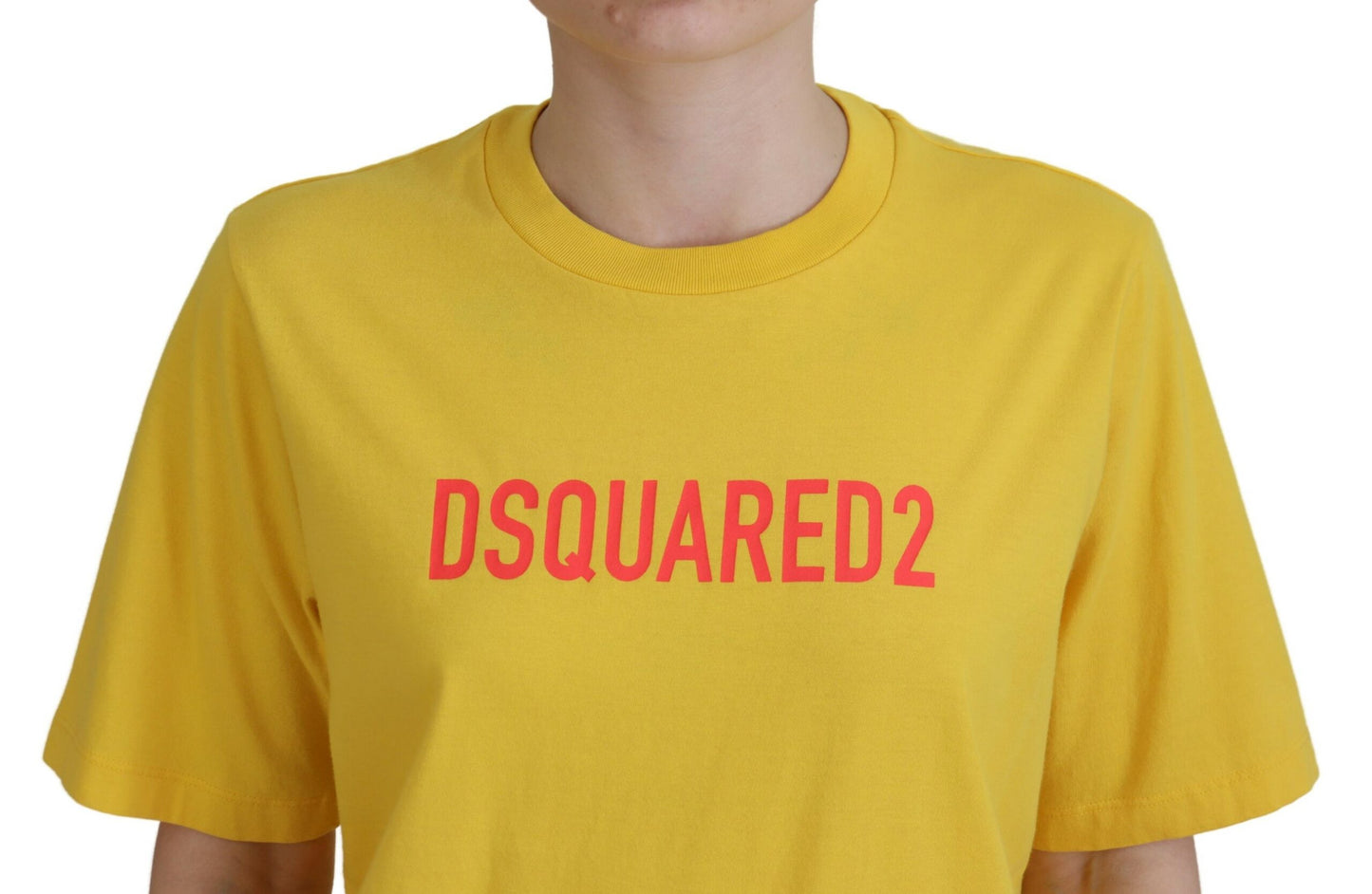 Dsquared² Yellow Logo Print Cotton Crewneck Easy Tee T-shirt IT38 | XS