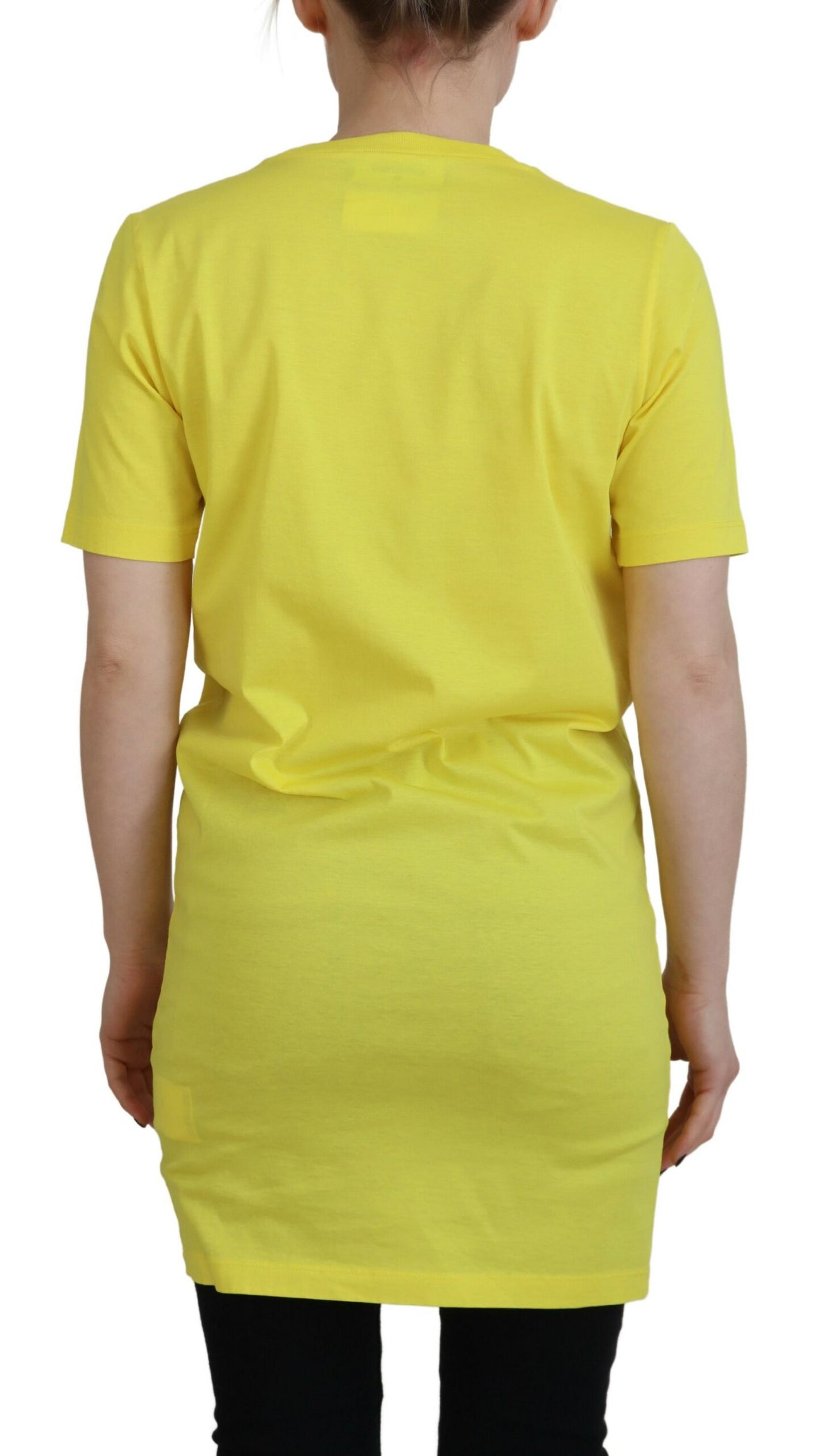 Dsquared² Yellow CottonShiny Icon Renny Dress Crewneck T-shirt IT38 | XS