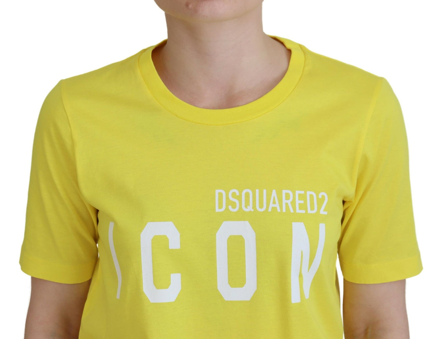 Dsquared² Yellow CottonShiny Icon Renny Dress Crewneck T-shirt IT38 | XS