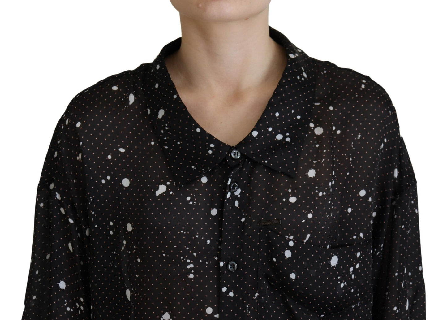 Dsquared² Black Polka Dots Collared Button Down Blouse Top IT38 | XS