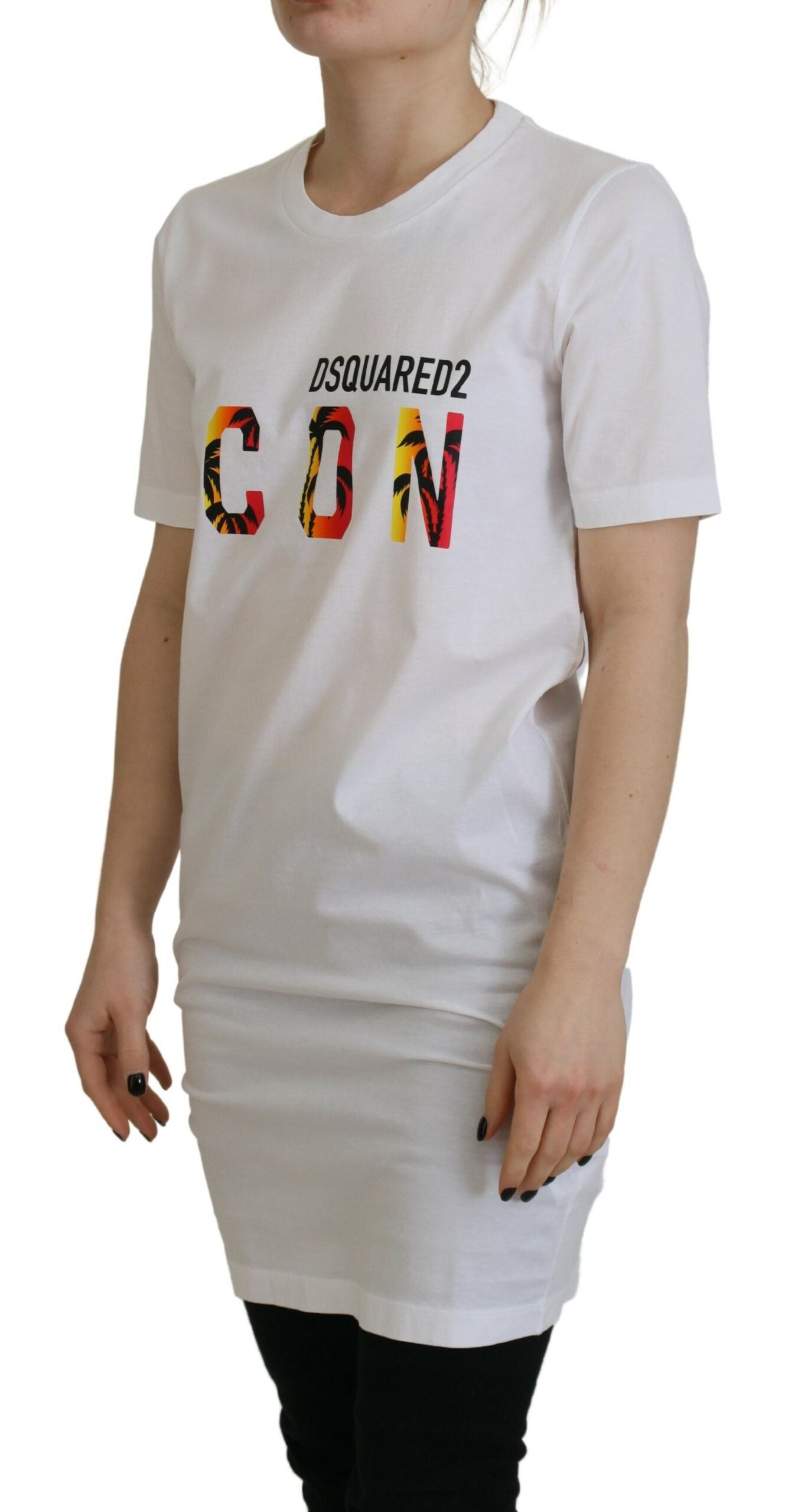 Dsquared² White Cotton Icon Logo Print Crewneck T-shirt IT38 | XS