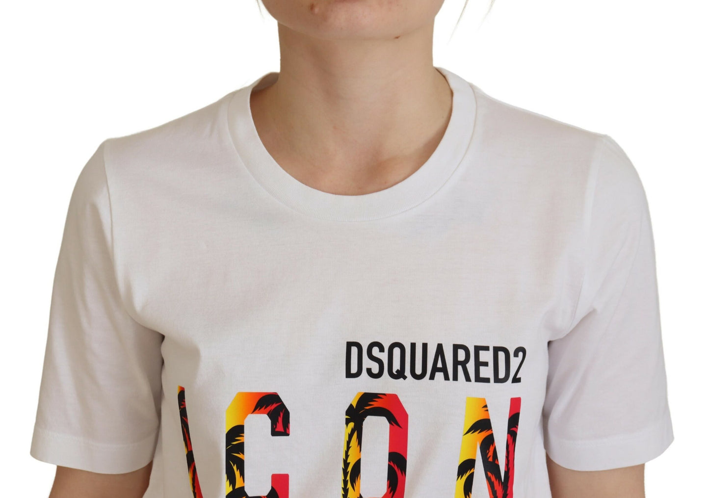 Dsquared² White Cotton Icon Logo Print Crewneck T-shirt IT38 | XS