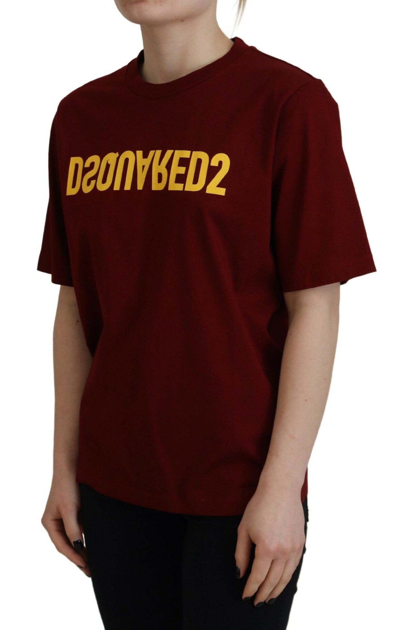 Dsquared² Maroon Logo Cotton Crewneck Short Sleeve Tee T-shirt IT38 | XS