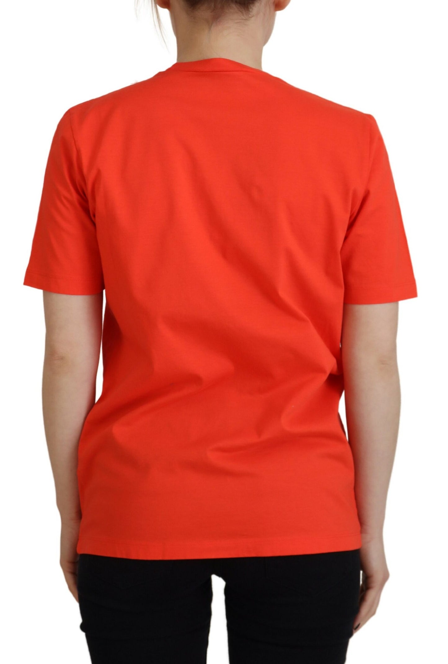 Dsquared² Orange Cotton Shiny Icon East Tee Crewneck T-shirt IT38 | XS