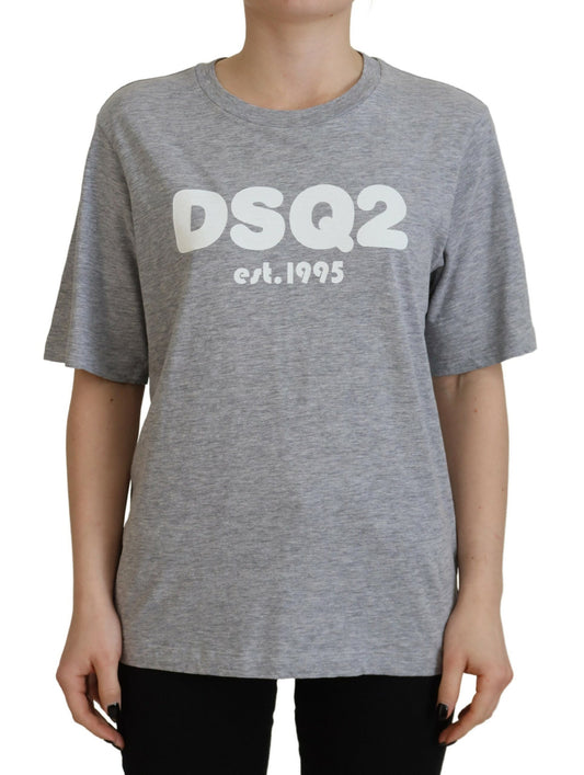 Dsquared² Gray Logo Cotton Crewneck Short Sleeve Tee T-shirt IT38 | XS