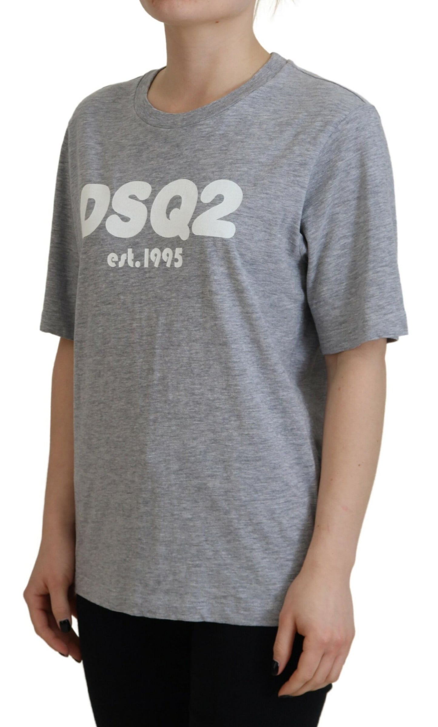 Dsquared² Gray Logo Cotton Crewneck Short Sleeve Tee T-shirt IT38 | XS