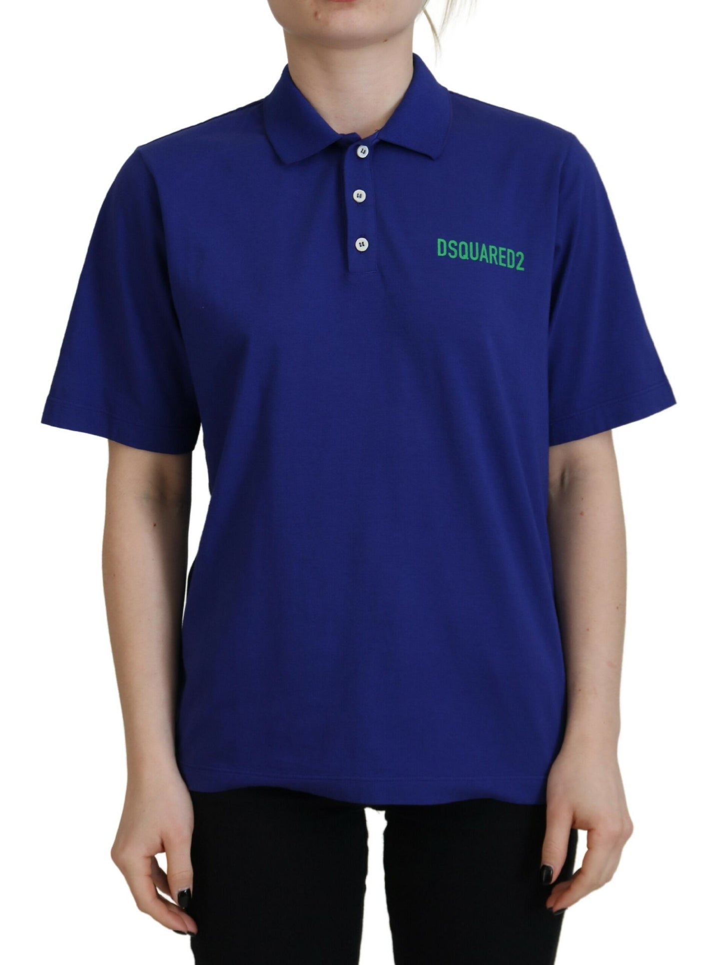 Dsquared² Blue Collared Writings Polo Short Sleeves T-shirt IT38 | XS