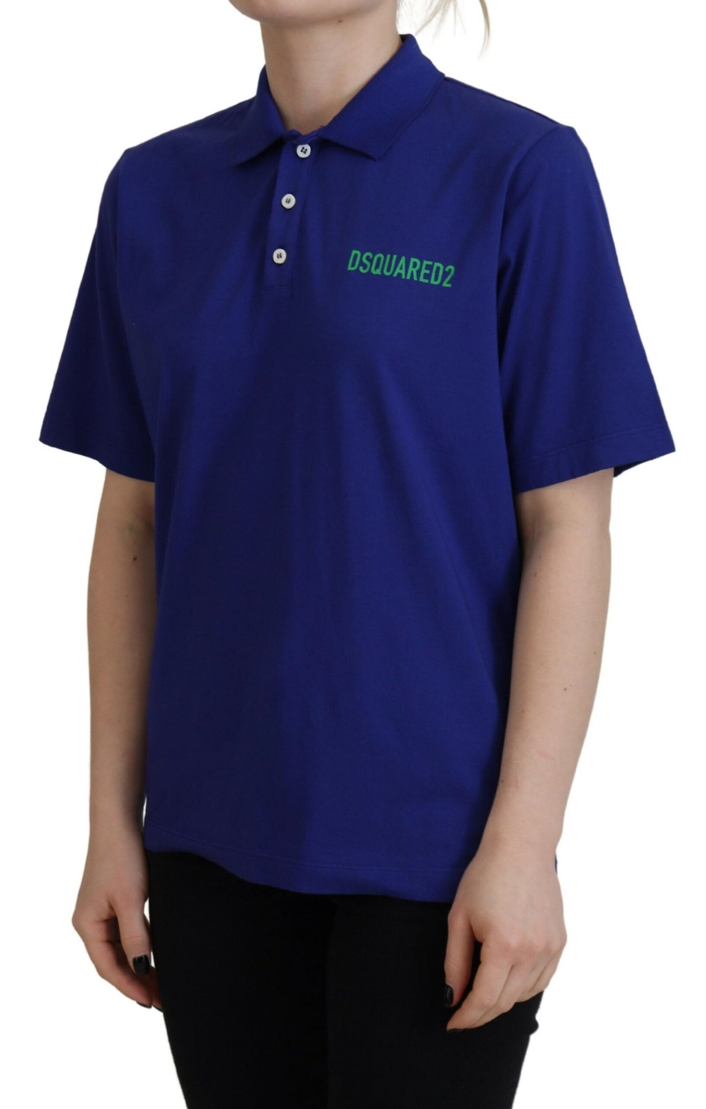 Dsquared² Blue Collared Writings Polo Short Sleeves T-shirt IT38 | XS