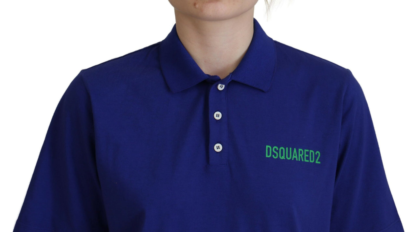 Dsquared² Blue Collared Writings Polo Short Sleeves T-shirt IT38 | XS