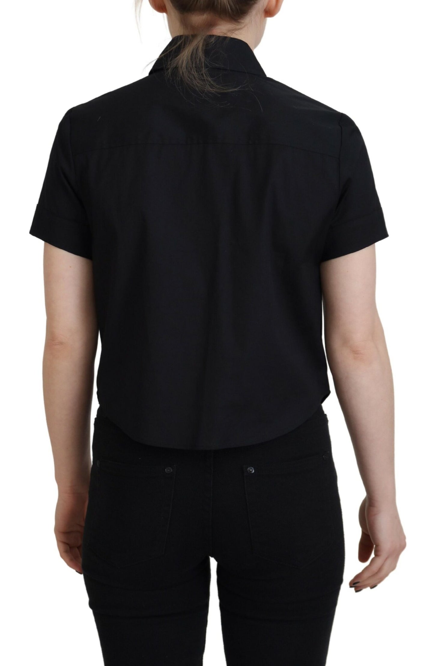 Dsquared² Black Collared Button Down Short Sleeves Polo Top IT38 | XS