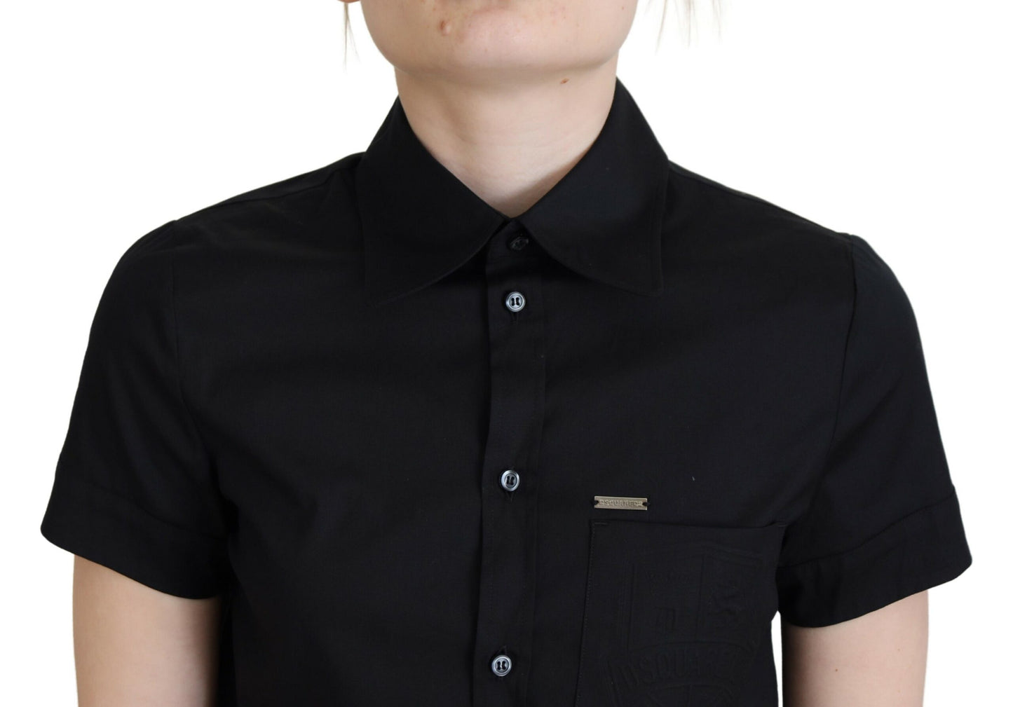 Dsquared² Black Collared Button Down Short Sleeves Polo Top IT38 | XS