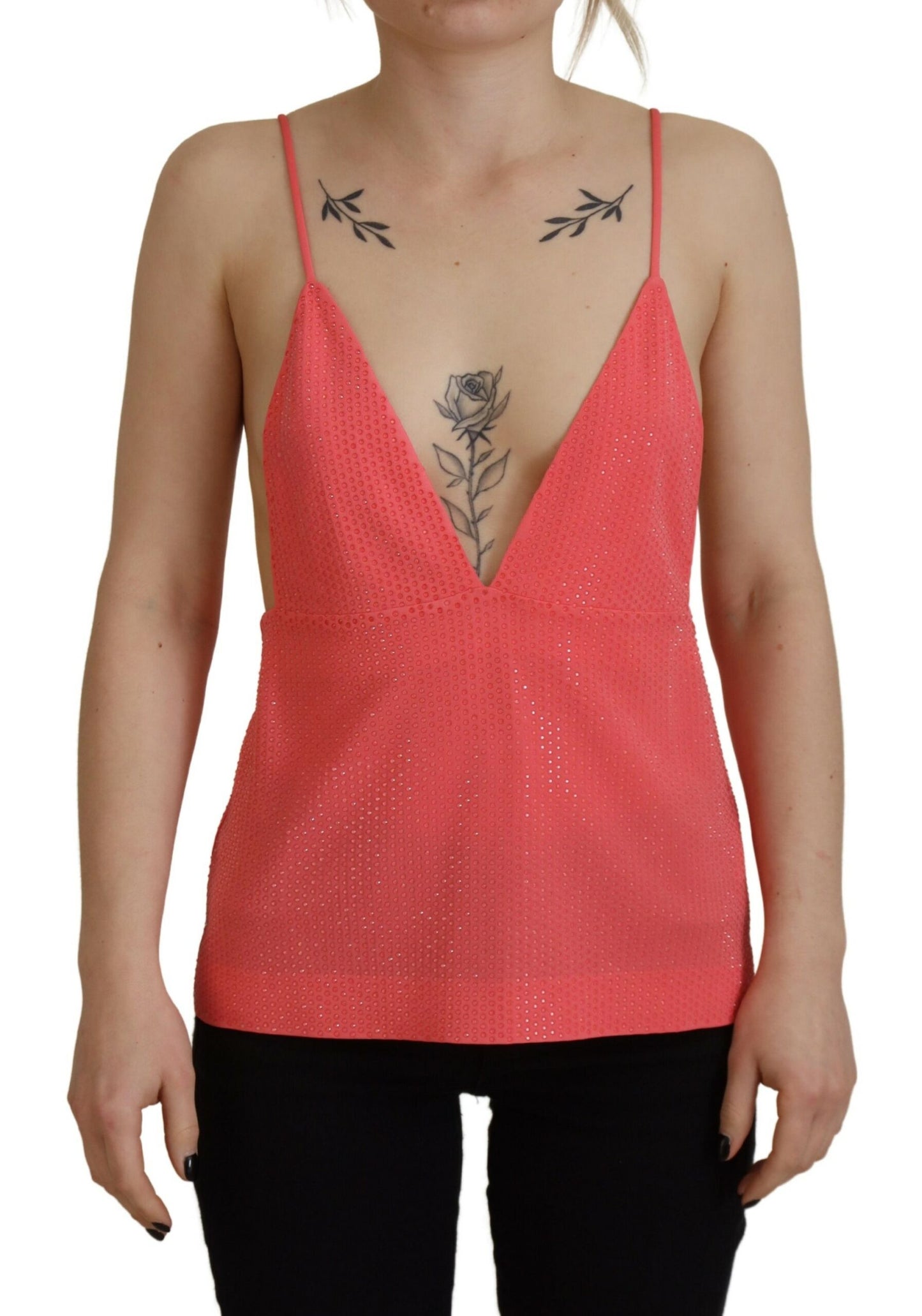 Dsquared² Pink Sleeveless Spaghetti Strap Cami V-neck Top IT38 | XS