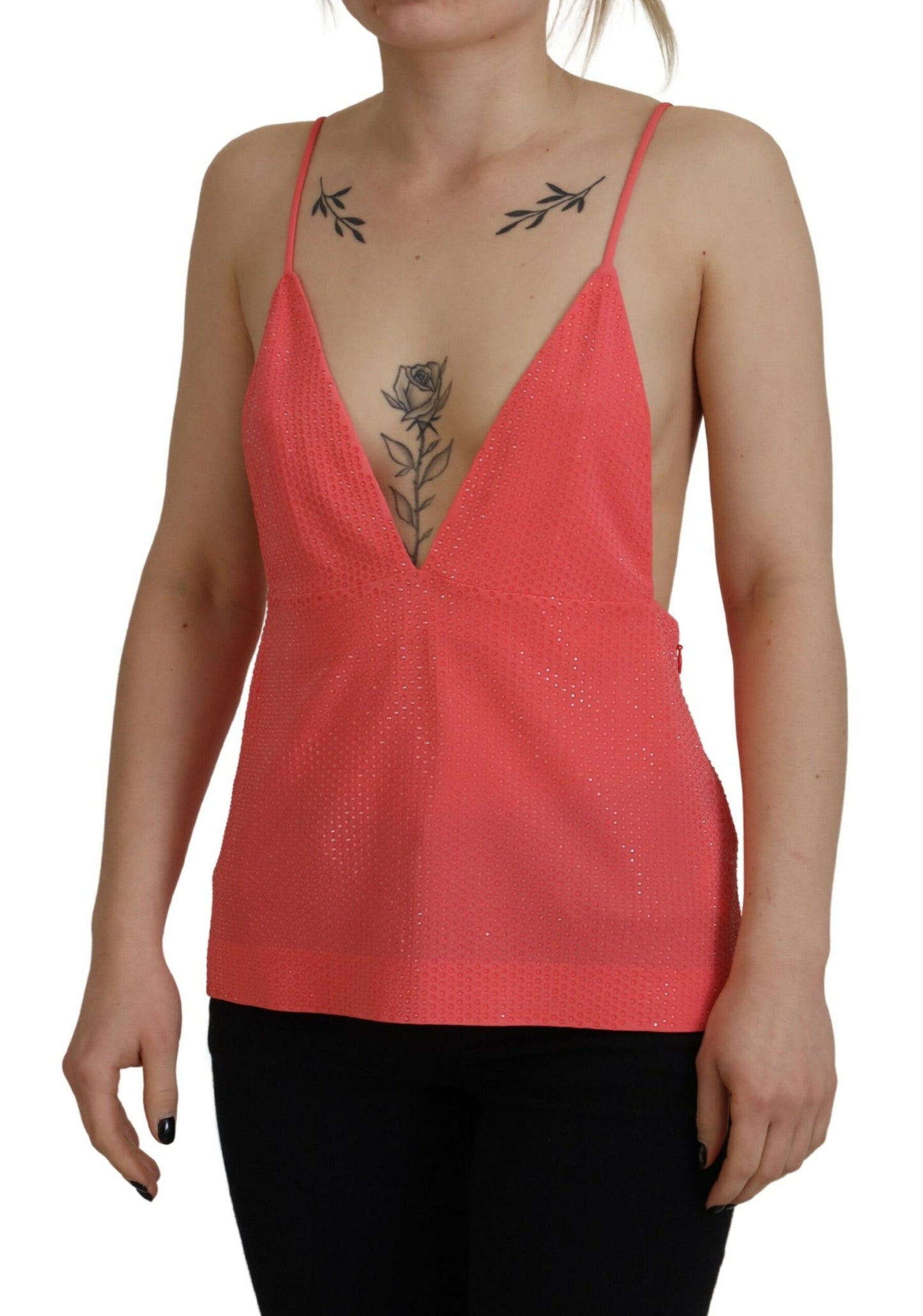 Dsquared² Pink Sleeveless Spaghetti Strap Cami V-neck Top IT38 | XS