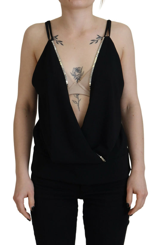 Dsquared² Black Embellished Deep V-neck Sleeveless Tank Top IT38 | XS