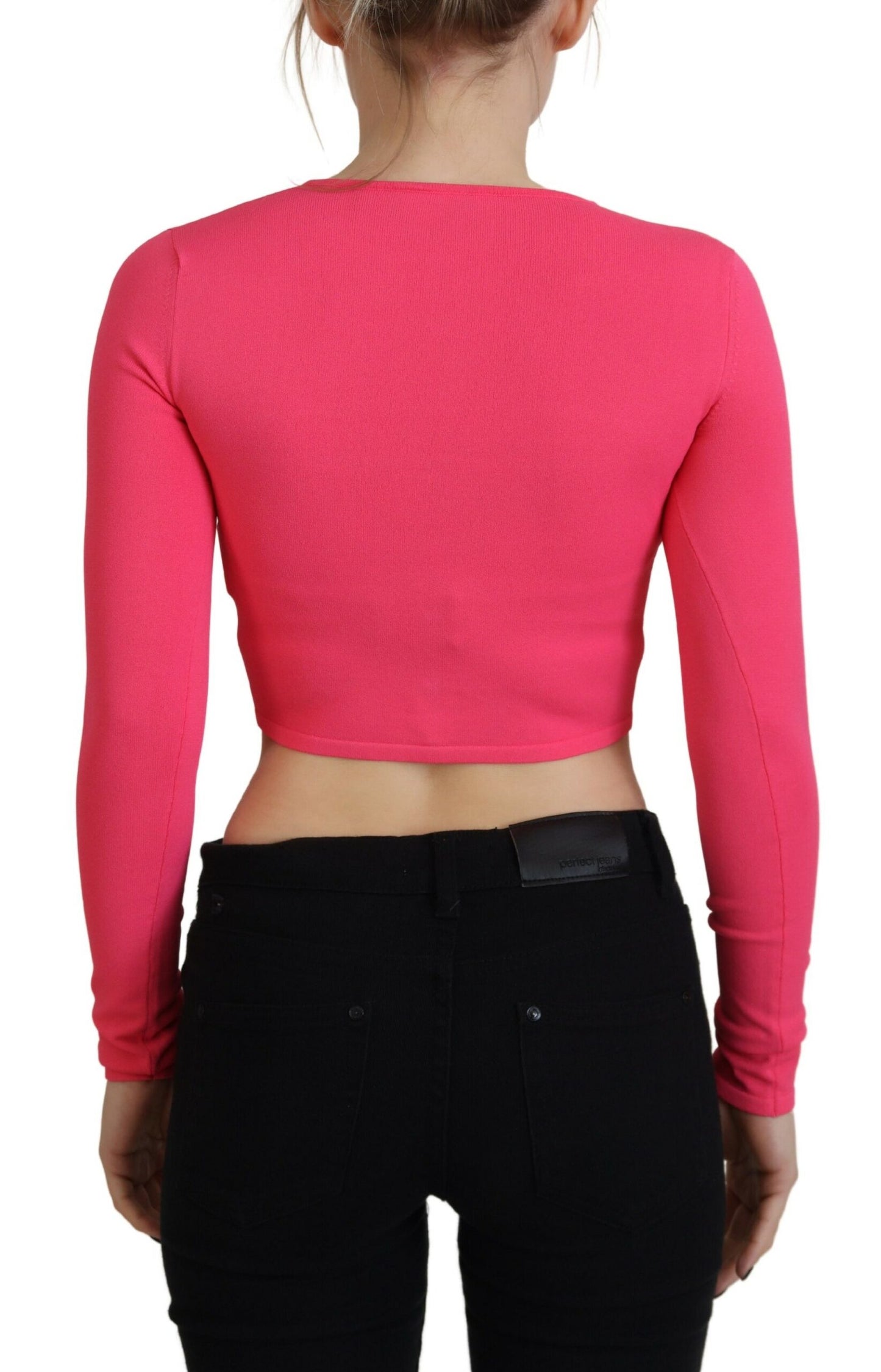 Dsquared² Pink Viscose Knit Open Chest Long Sleeves Top IT38 | XS